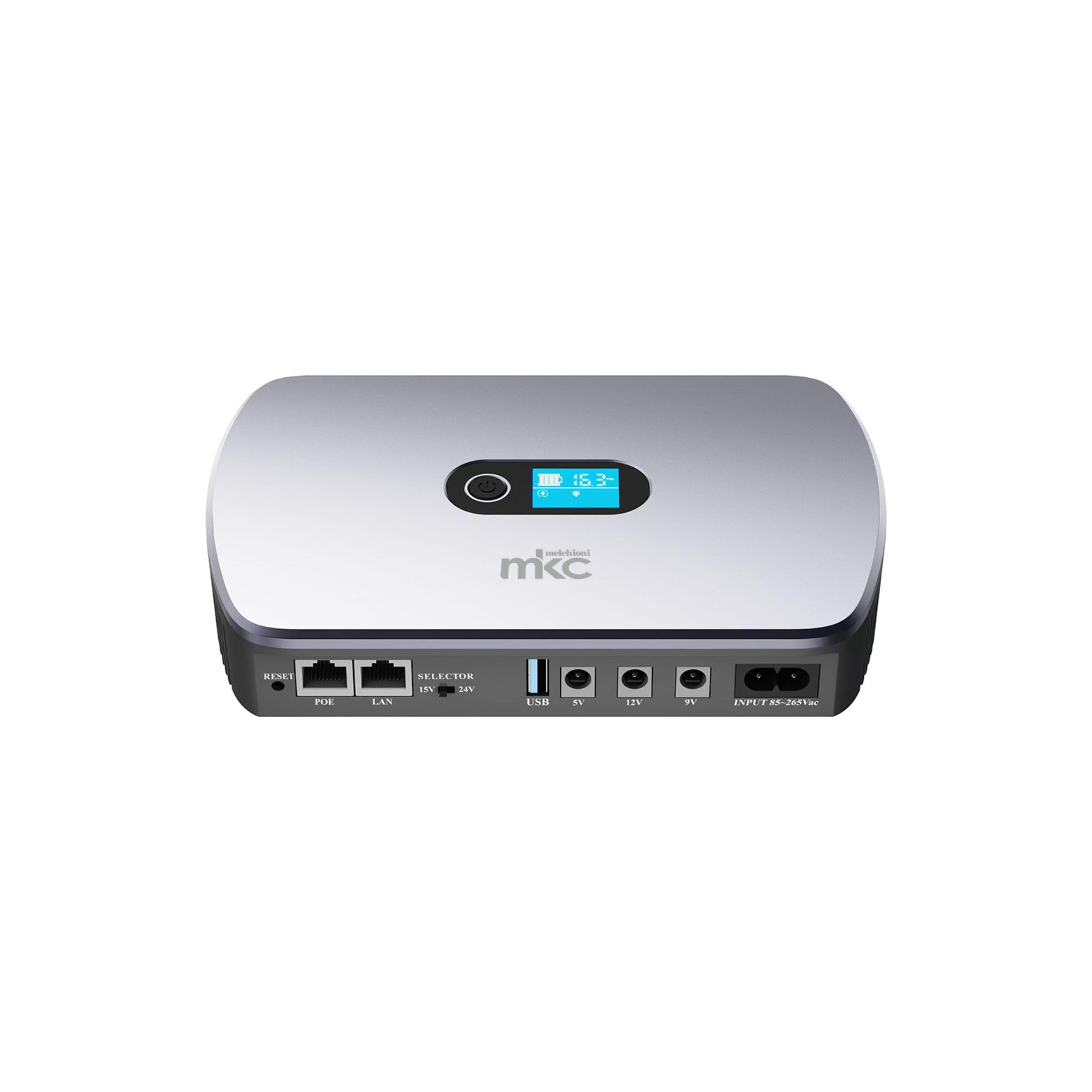 Melchioni Mini onduleur MK-8800 avec écran LCD et Plusieurs Sorties pour routeur et Intelligent, 18000 mAh (66 Wh) Alimentation sans Interruption 12 V/2 A avec USB 5 V/3,6 A et PoE