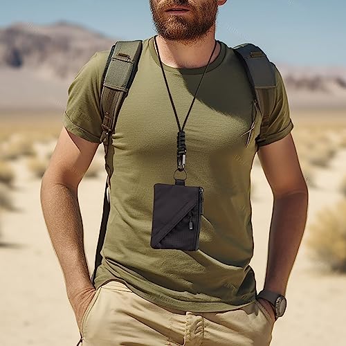 Lanyard Slim Minimalist Wallet for Men Women with RFID Blocking protector Wallets travel security Card Holder for Water-resistant Keychain Purse(Black)2