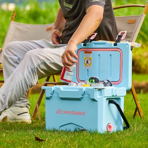 EchoSmile 12/18 Quart Rotomolded Cooler, Portable Hard Ice Chest, Suit for BBQ, Camping, Pincnic - Thumbnail 7