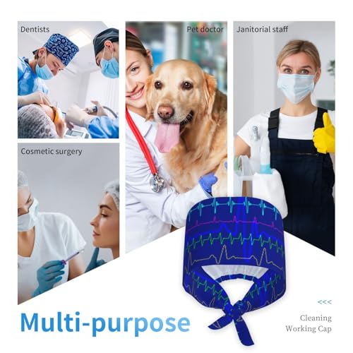 Image of Breathable Working Cap with Adjustable Sweatband Scrub Cap for Men /Women | Breathable Working Cap with Adjustable Sweatband Scrub Cap for Men /Women