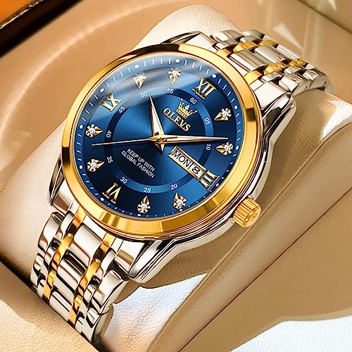 腕時計 メンズ シルバー 人気 クォーツ カレンダー 防水 watch for men ブランド ステンレス おしゃれ ブルー 商品画像5