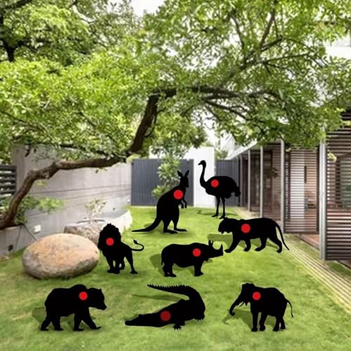 8 Animal Waterproof Targets, 12 * 16 inches, Different Black Animal Targets for Backyard, Field and Range use. Comes with Fiberglass mounting Posts.