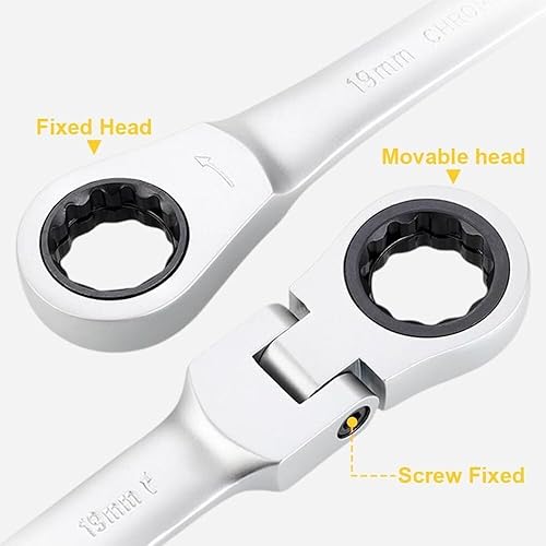 Miniatura 4 de Juego de 15 llaves de trinquete ajustables, llave de cabeza flexible ajustable de 180, juego de llaves de trinquete con cabeza hexagonal, juego de