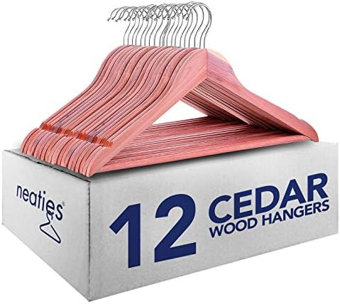Neaties Red Cedar 1/2" Hangers with Round Bar | with 360° Degree Swivel Hook & Smooth Cut Notches | 12 Pack
