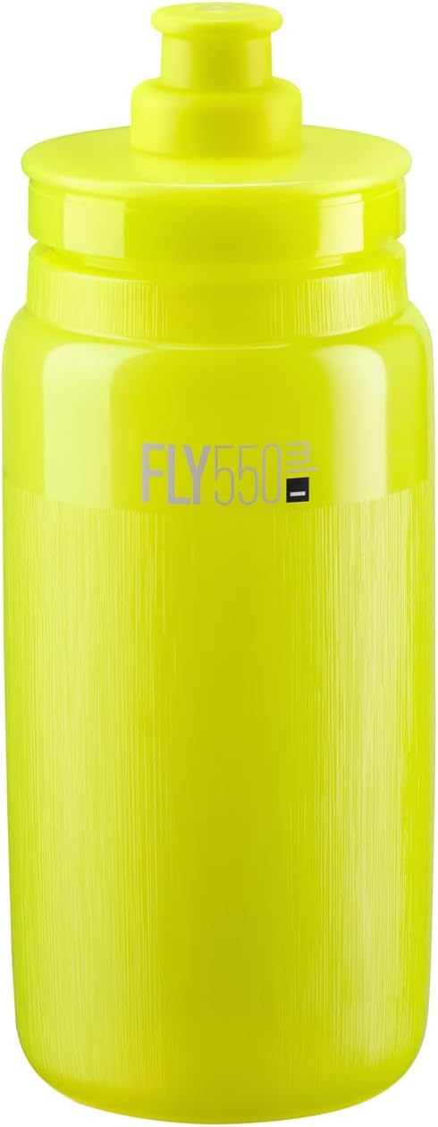 ELITE Fly Tex Cycling Water Bottle 550ml – Yellow Fluo – Ultra-Lightweight, BPA-Free, Easy-Squeeze Sports Bottle for Road, MTB & Gravel