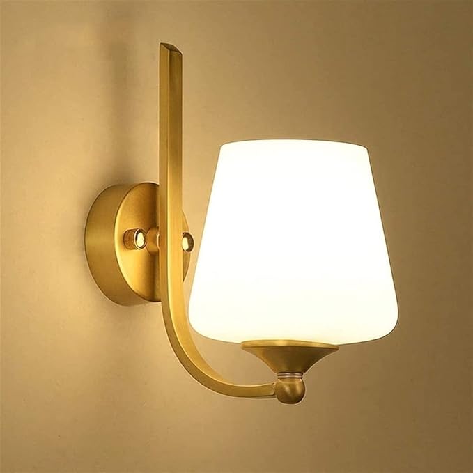 Decopa moderne eenvoud wit glas wandlamp europese koperen wandlamp verlichting armatuur e14 home verlichting eetkamer/woonkamer nordic slaapkamer nachtlampjes kantoor hotel restaurant photo 2