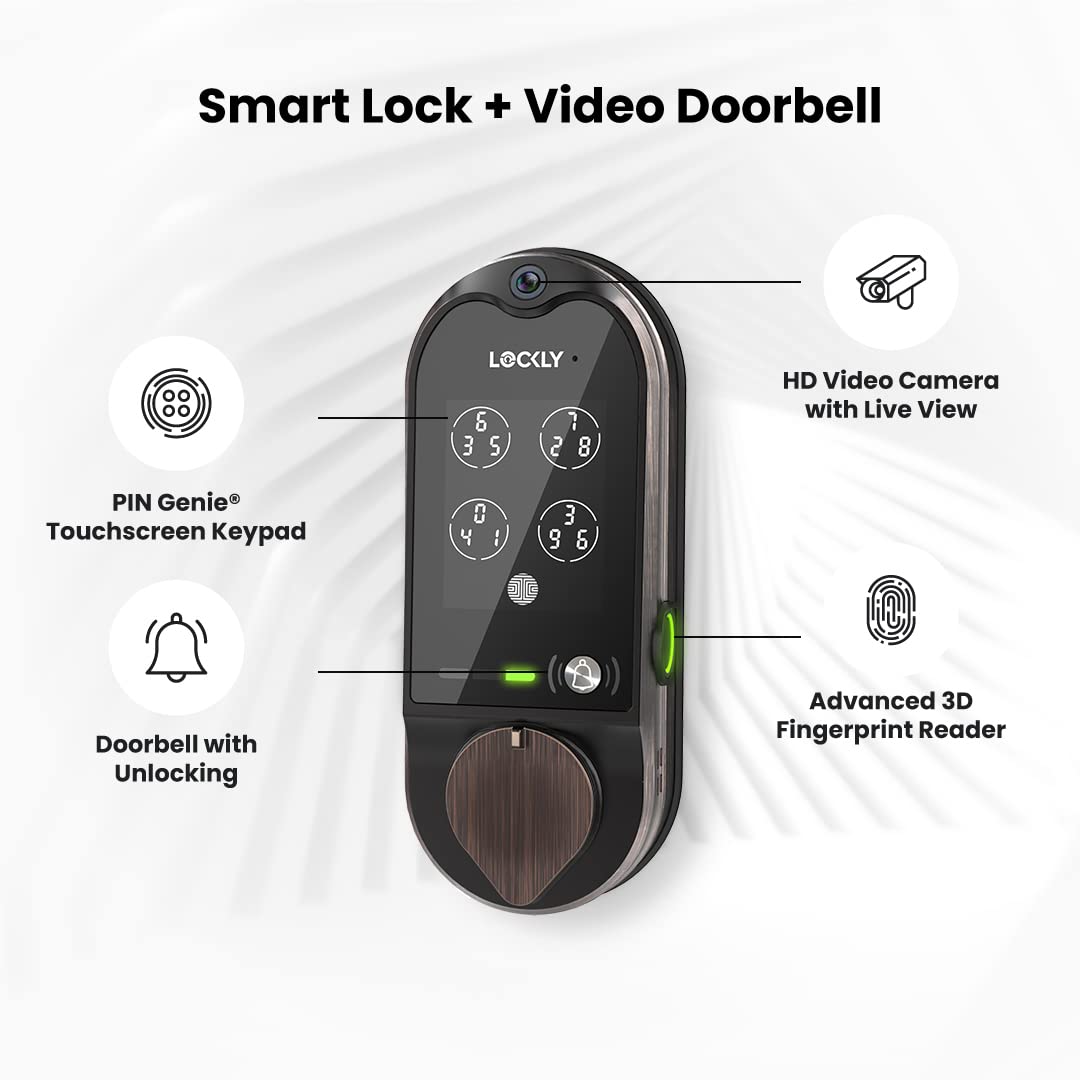 Lockly Vision Deadbolt with Video Doorbell Edition Smart Lock PGD798VB