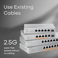 Zyxel Netzwerk Switch 5 Port | Unmanaged Multi Gigabit LAN Splitter | 5X 2.5 Gbit + 1x 10Gb SFP+ Ports | Lüfterlos Design | Plug and Play Einfach Installation | Desktop oder Wand Montage | XMG-105 – Ansicht 7