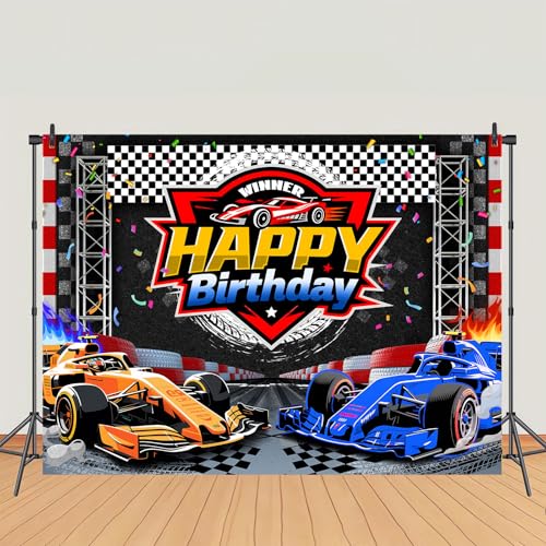 Fondo de cumpleaños coche de carreras 7x5 pies miniatura 2