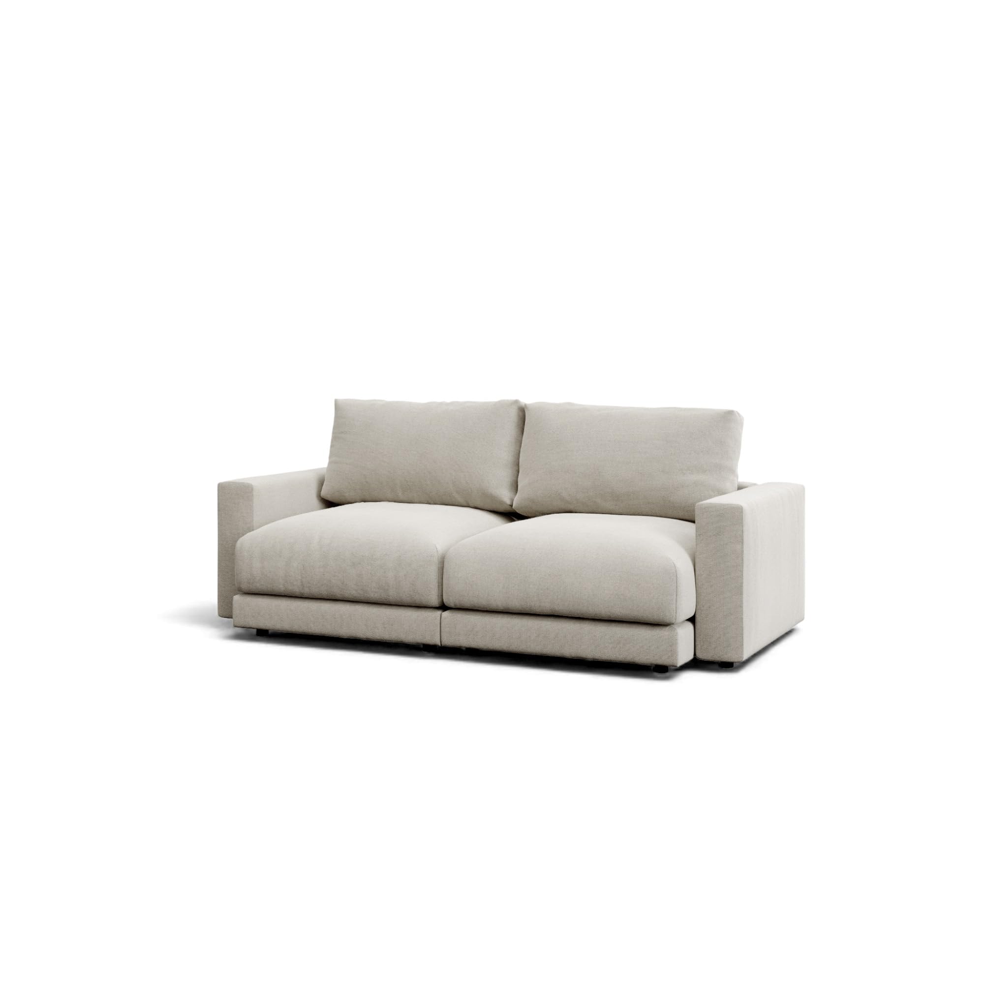 Sofá Modular de 2 plazas con Puff y módulo Central Opcionales para salón o Dormitorio y Cojines Fluffy. Sofá ergonómico autoconfigurable a Medida Modular. Montaje y Retirada incluídos.