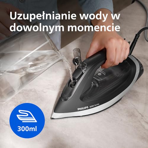 Philips Żelazko parowe serii 6000 (DST6120/80) | Strumień pary 45 g/min, uderzenie pary 190 g, OptimalTEMP, stopa SteamG