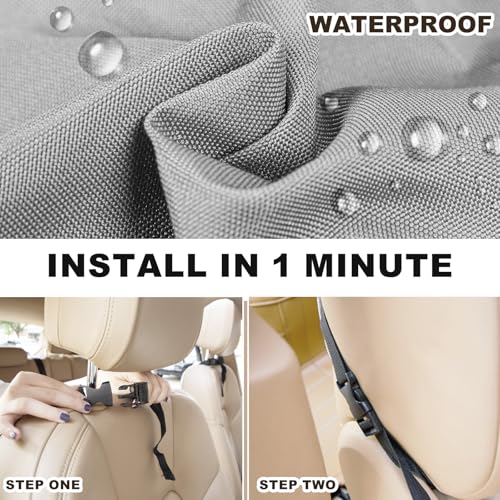 Image of Car Backseat Organizer with Tablet Holder, 6 Storage Pockets Seat Back Protectors Kick Mats for Kids, Car Seat Protector for Road Trips 2 Pack (Grey)