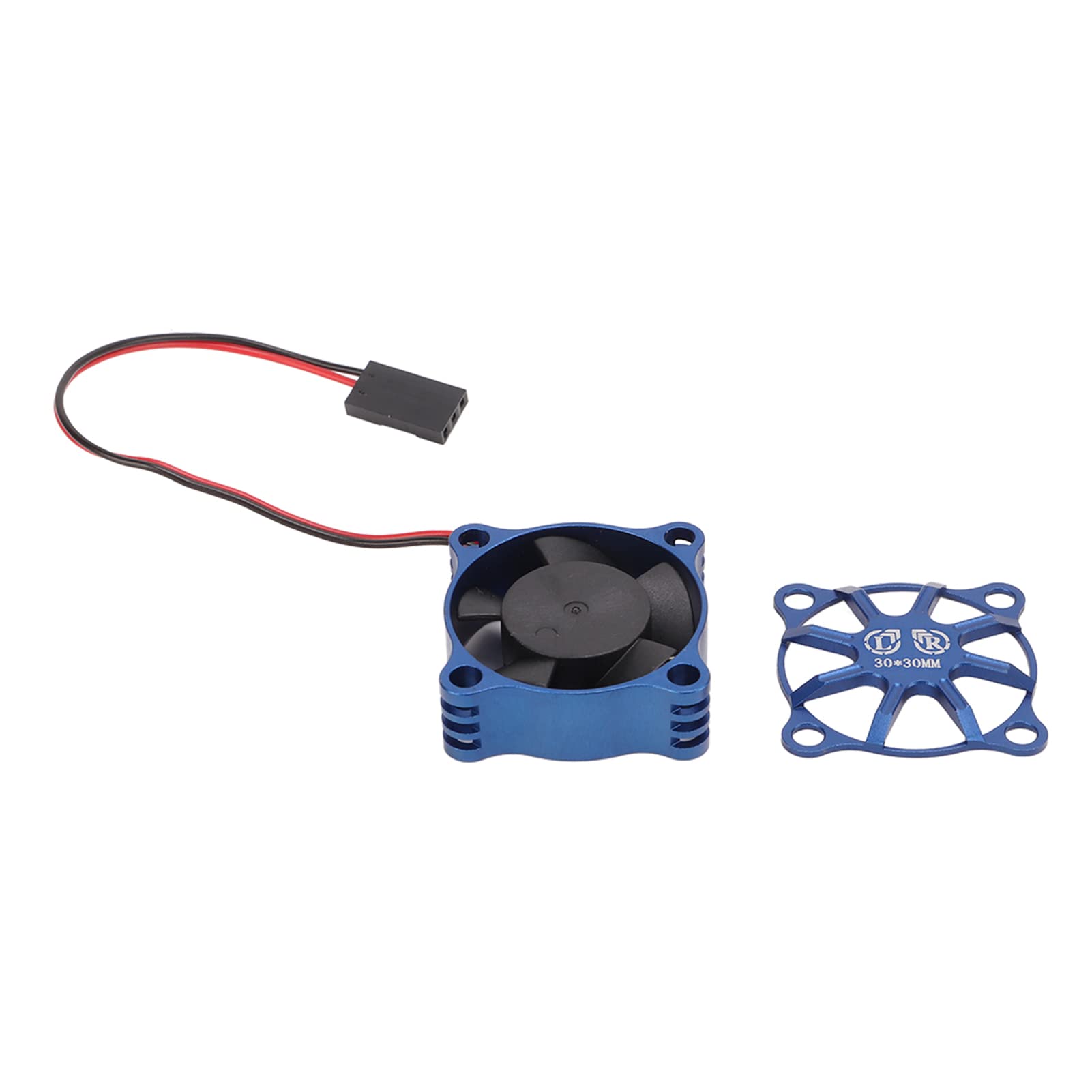 Ventilateur de refroidissement RC en alliage d'aluminium, 30x30mm, vitesse de refroidissement rapide, Structure ferme, moteur RC pour voiture 1/10 1/12 1/8 RC (Bleu foncé