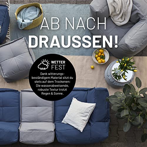 Lumaland Sitzsack-Lounge Modular Garnitur | 5-Teiliges Set | Indoor & Outdoor Sitz-Garnitur | Erweiterbar & Waschbare Sitzmöbel für Innenräume & Garten | Wasserfeste Chill-Out Lounge [Grau]