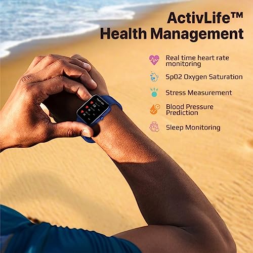 Image of Promate Xwatch-B18 Fitness Smart Watch, 1.8 inch Display Bluetooth Calling, IP67 Water Resistant, Voice Assistant, 15 Days Battery Life, 27 Sports Modes, Real-time HR Monitor, 100+ Watch Faces (Blue)