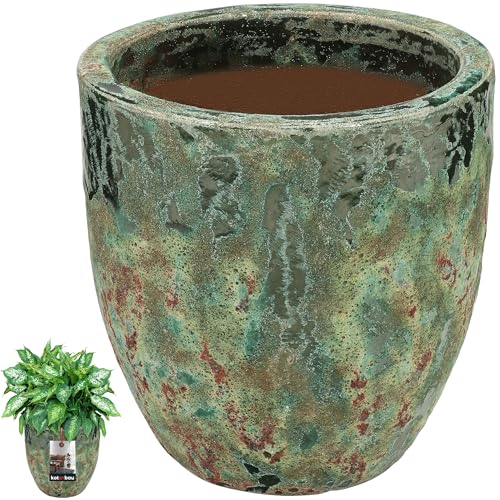 KOTARBAU® Blumentopf Keramik groß Höhe 29 cm ⌀ 30 cm Türkis &...