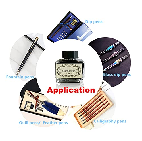 Dawegama Black Calligraphy Ink No Carbon No Blocking Fountain Pen Ink Suitable For Feather Pen Quill Pen Dip Pen Calligraphy Pen Painting Pen 15Ml #TOP2