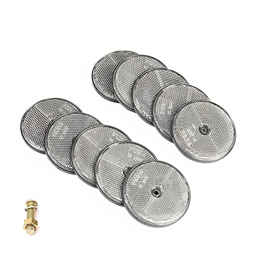 ETUKER 10 x Catadioptres Rond Fixation par Vis Rond Catadioptre Remorque Réflecteurs Rond Catadioptres,pour RV/Camions/Caravanes/Voiture/Remorque(Blanc)