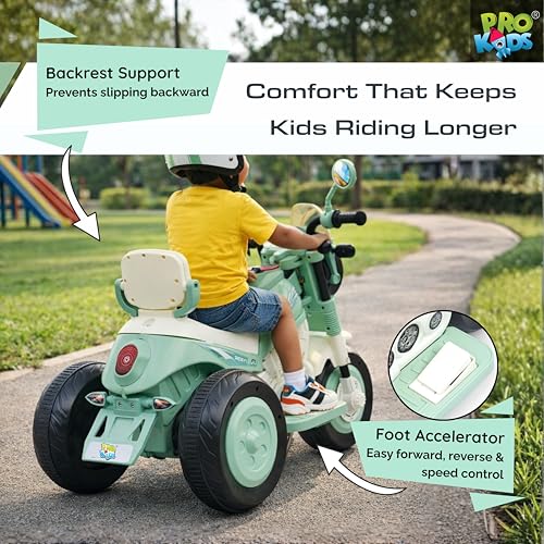 Image of PRO KIDS S500 Rechargeable Electric Kids Bike with Bluetooth, USB, AUX, Music & LED | Ride-On Bike for Boys & Girls (1.5-4 Years) | 6V Battery Powered | Foot Accelerator