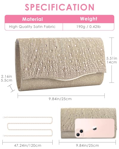 Image of TINDTOP Clutch Purses for Women, Formal Evening Bags Suede Shoulder Envelope Party Handbags Wedding Cocktail Prom Clutches