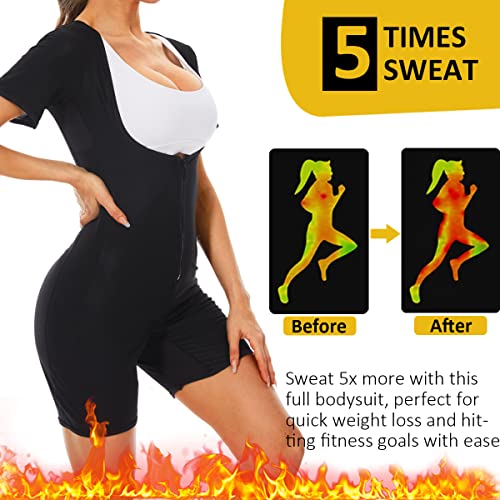 Quafort Full Body Shapewear Sauna Suit Neoprene Sweat Bodysuit Gym Shaper With Sleeve #TOP1