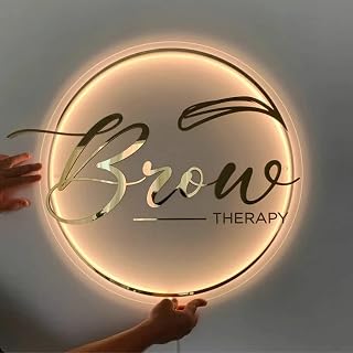 Custom Business Logo Name Sign, 3D Mirror Gold Logo Signs Personalized Acrylic Logo Business Stickers Wall Workshop Cafe Salon Logo Light (50cm, Frosted acrylic)