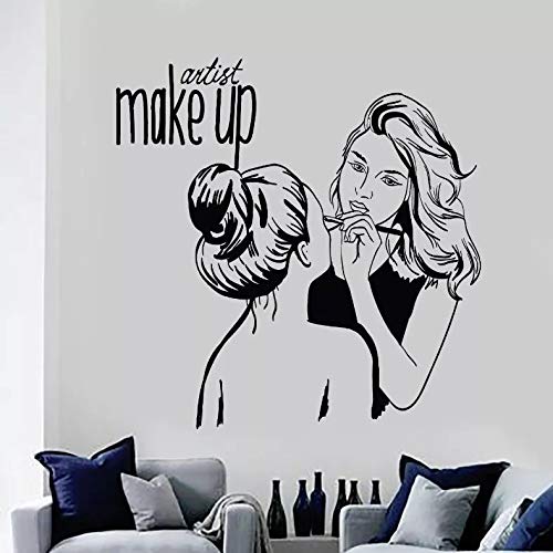 Vinilo Pared Artista de maquillaje Pegatinas de pared Cosmticos Saln de belleza Decoracin Pared Tienda de maquillaje Pared