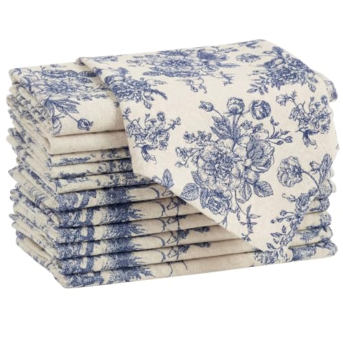 Servilletas de Tela Floral Mindsoft Pack 12 Azul 15x15 in miniatura 1