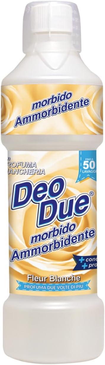 6 x DEO DUE Ammorbidente Concentrato Fleur Blanche, 1 litro, 50 lavaggi, per tutti i capi + portachiavi Italy Shop Service gratuito
