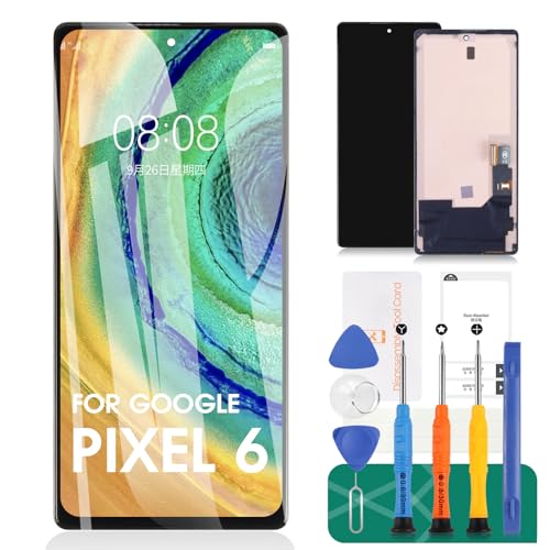OLED for Google Pixel 6 Screen Replacement for Google Pixel 6 LCD Digitizer for Google Pixel 6 Touch Screen Display Assembly Repair Kits with Frame GB7N6 G9S9B16 (with Fingerprint Function)