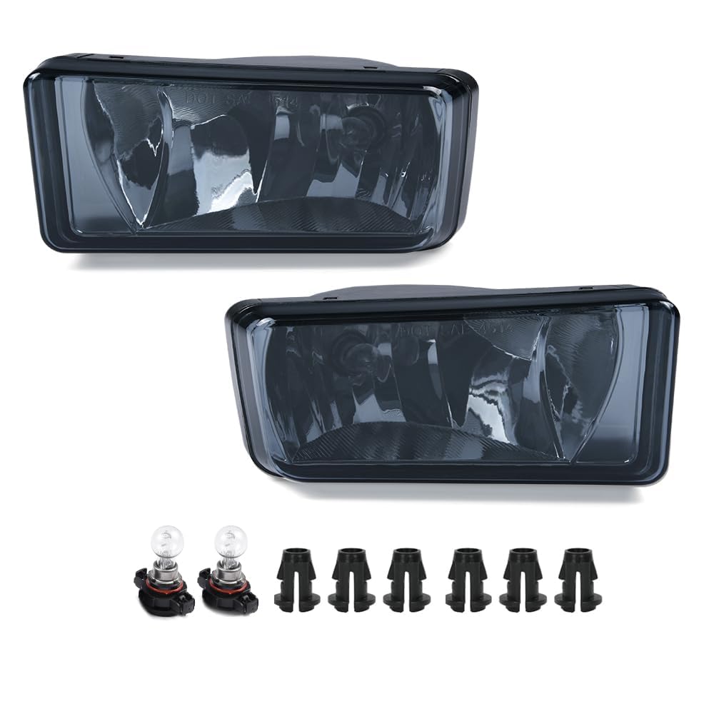 PIT66 Front Fog Lights, Compatible with Chevy Silverado 1500 2007-2015/Fit 07-14 Silverado 2500HD 3500HD/Fit 07-13 Avalanche/Fit 15 Suburban/Fit 07-08 Cadillac Escalade, Left & Right Fog Lamps, Smoky