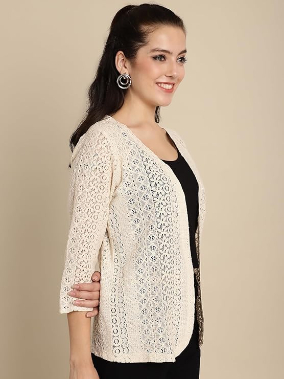 Image of I Cotton Shrug I Round Neck Shrug I 3 /4 Sleeve Shrug I Shrug for Women I Shrug for Girls I Shrug I Women Shrug I