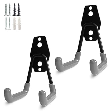2 Pack Garage Storage Utility Hooks?Garage Garden Tool Organizer?Steel Wall Mount Hooks, Garden Small U Hooks (Gray)