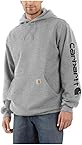 Carhartt Men's Loose Fit Midweight Logo Sleeve Graphic Sweatshirt (Also Available in Big & Tall), Heather Gray/Black, 3X-Large