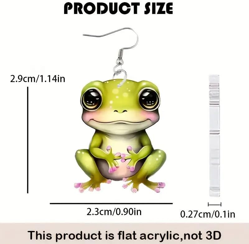 Cute Frog Earrings for Women Double Sides Acrylic Vivid Green Frog Dangle Earrings Animal Jewelry - Image 5