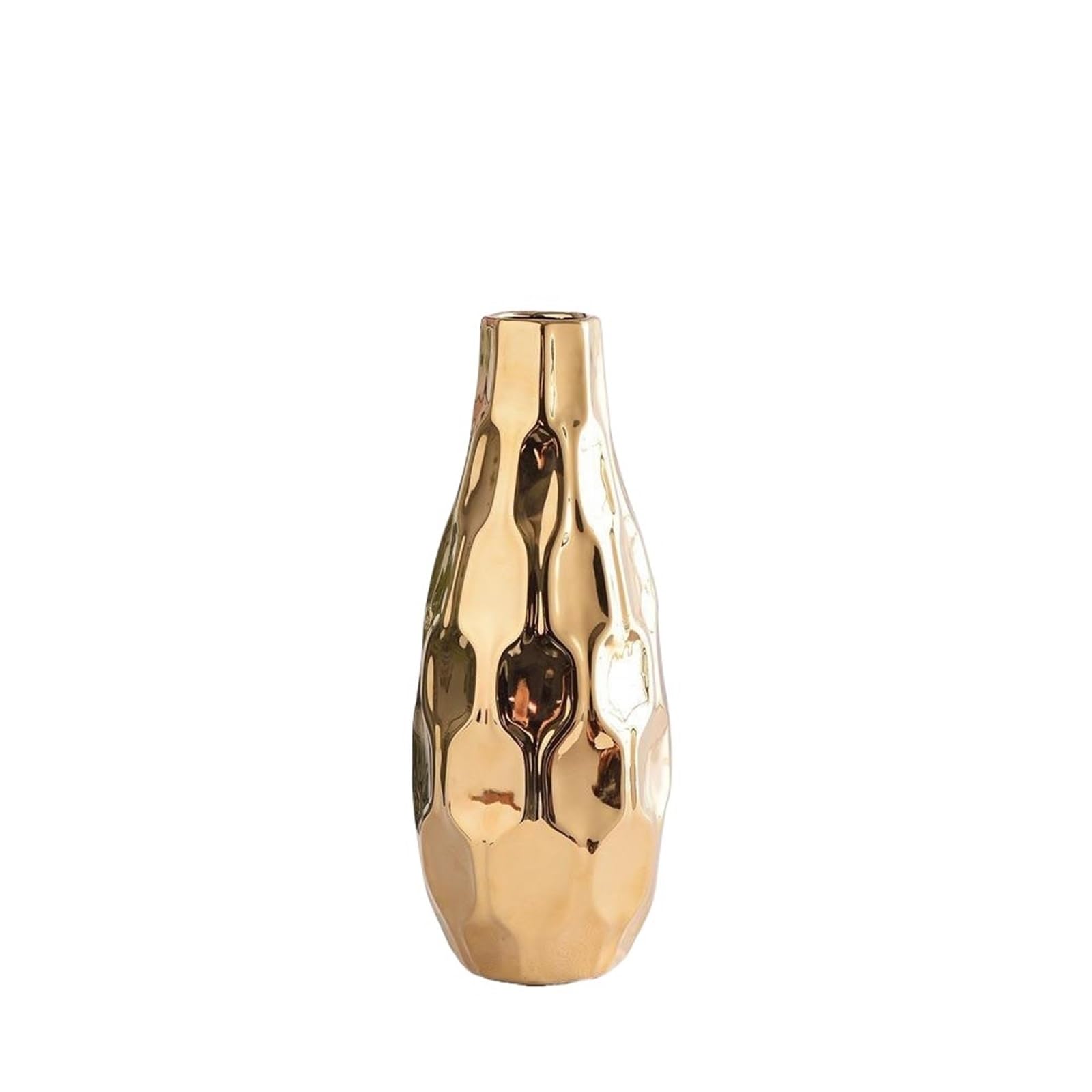 Geometric Vases Electroplated Ceramic Geometric Vase Tabletop Decor Ornament Flower Arrangement Living Room Aesthetic Decoration(Color01-a)