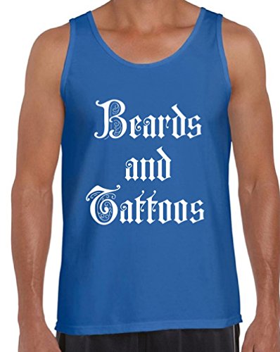 Awkward Styles Beards and Tattoos Tank Top for Men Tattoo Muscle Tank Inked Tank Blue L