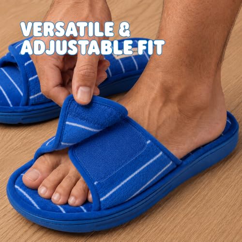 Image of Dearfoams Men's Adjustable Indoor /Outdoor Memory Foam Machine Washable Summer Slide Slipper