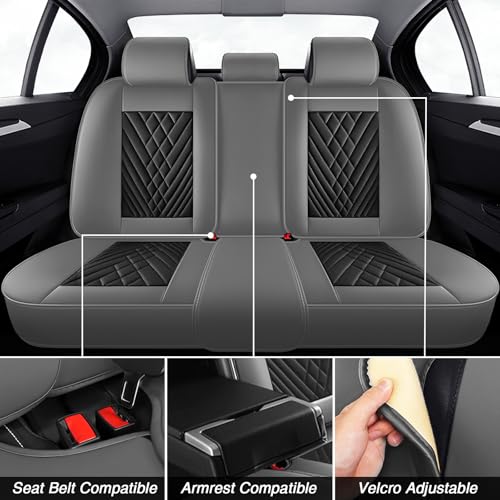 Image of Car Seat Covers for Chevrolet Equinox 2005-2026, Premium Nappa Leather Waterproof & Anti-Slip, Full Coverage Customized fit Chevrolet Equinox Seat Covers Full Set (5 Seats Standard,Gray-Black)