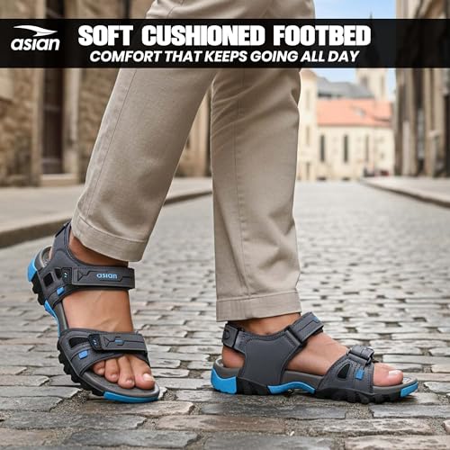 Image of ASIAN Vistara-48 Men's Outdoor Sandals with Adjustable Straps, Cushioned Footbed, Rugged Anti-Slip Outsole, Stylish Lightweight Design | Ideal for Travel & Beach