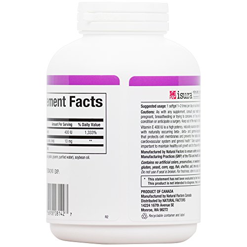 Natural Factors, Mixed Vitamin E 400 Iu, Antioxidant Support For Cardiovascular And General Health, 240 Softgels (240 Servings) #TOP4