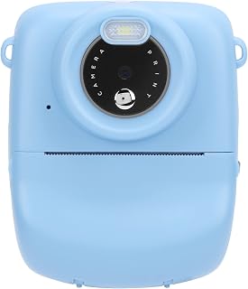 Câmera digital infantil, ABS de grau alimentício, câmera de brinquedo infantil, microfone embutido, impressão instantânea, bateria de 2000 mAh para crianças para meninos e meninas (azul)