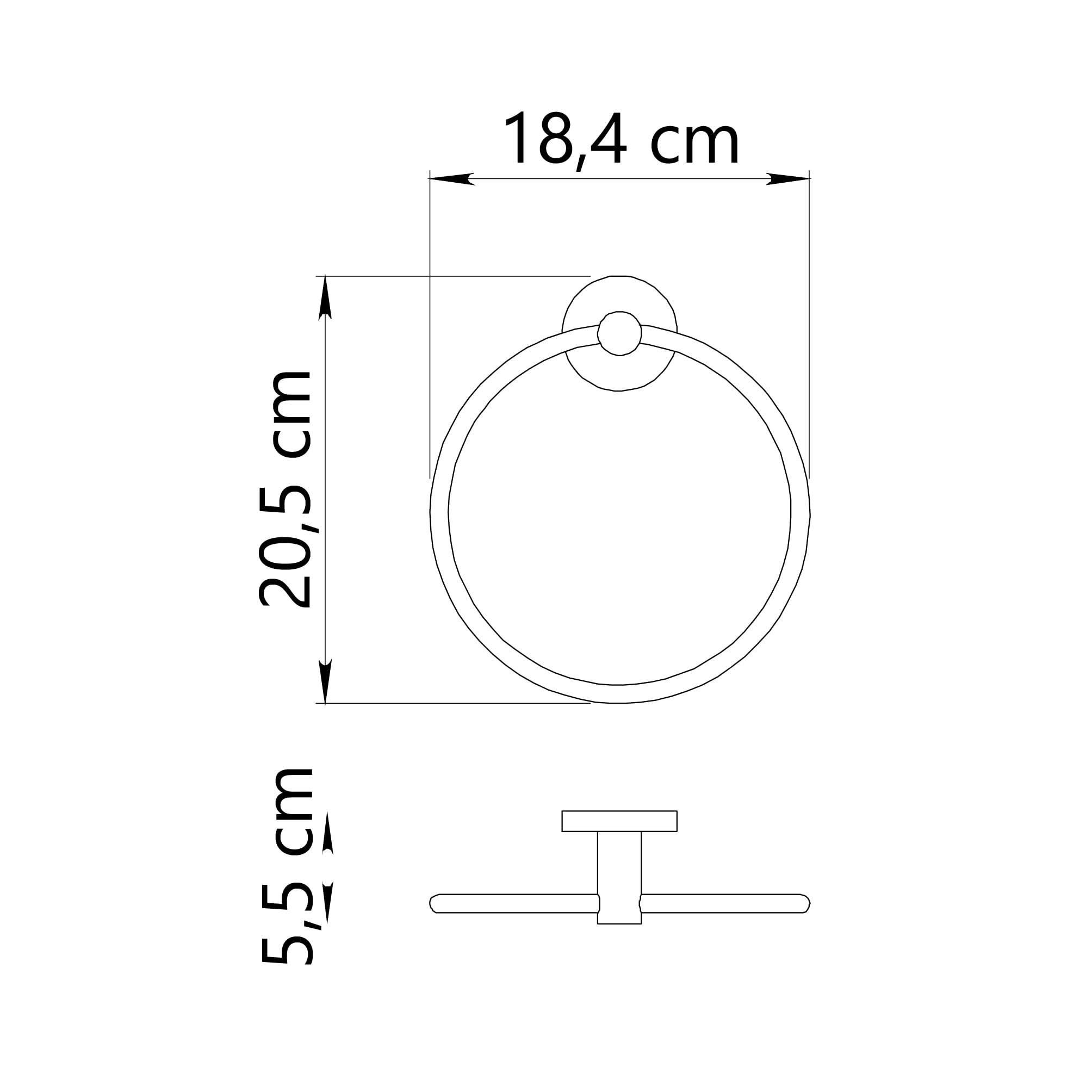 Gedy Felce Plus Towel Ring Chrome, 18,4x5,5x20,5cm - Image 3