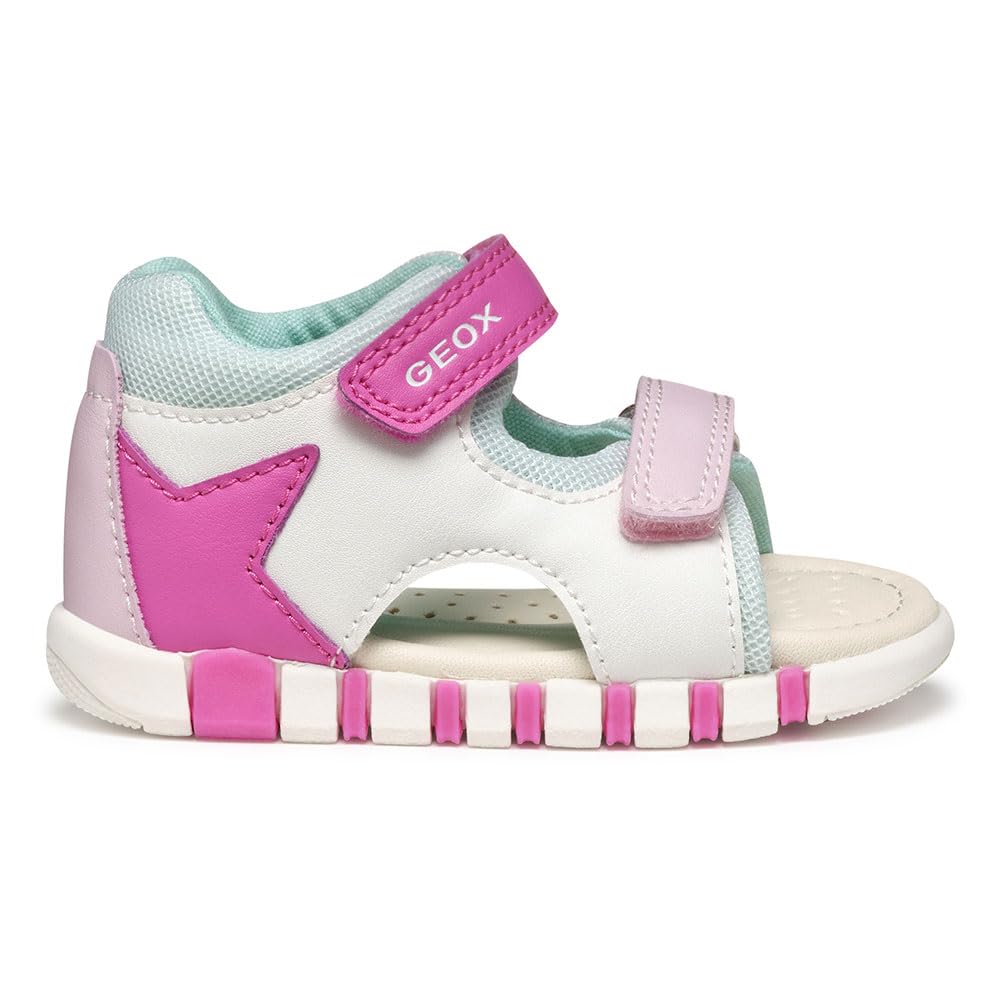 Geox B SANDAL IUPIDOO GIR - Sandalo Baby - Madchen, White/Fuchsia,