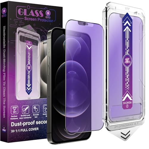 Image of 2-Pack Anti Blue Light Matte Screen Protector for iPhone 12 Pro Max 6.7-Inch, Auto Dust Removal, No Bubbles, High Definition Clear, Easy Installation