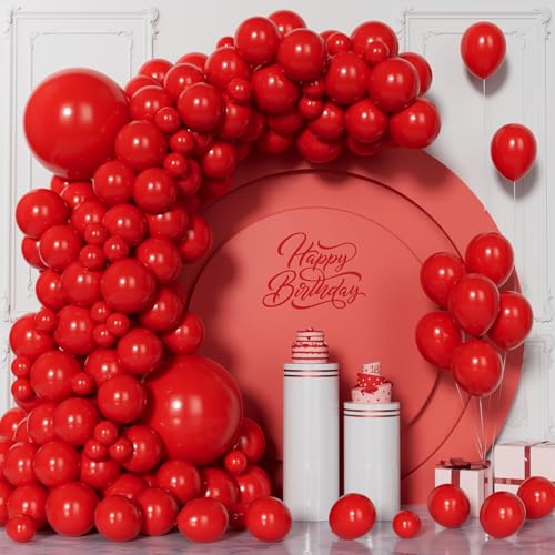 Unisun Ballons Rouges, 130 Pcs Ballons Rouges Kit d'Arche Guirlande, 5/10/12/18 Pouces Ballon pour Garçons Hommes Femmes Filles Mariage Anniversaire...