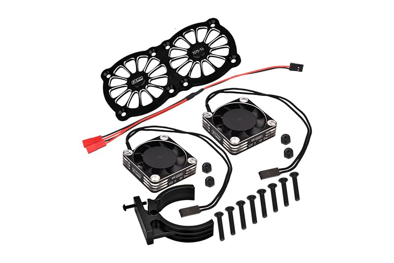 Aluminum 7075-T6 Motor Heatsink With Dual Metal Frame Waterproof Cooling Fan And Adjustable Mount For 1:5 Arrma KRATON 8S BLX/OUTCAST 8S BLX/Traxxas X MAXX 6S / X MAXX 8S / 1:7 XO-01 - Black