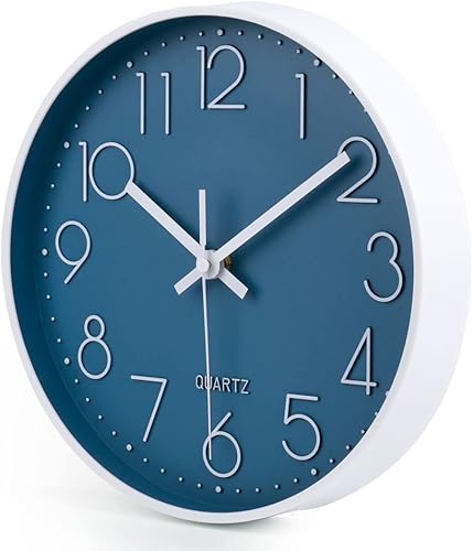 Miniatura 9 de jomparis - Reloj de pared de cuarzo redondo de 12 pulgadas, silencioso, sin tictac, decorativo, moderno, funciona con pilas, para oficina, hogar