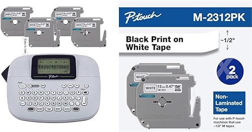 Brother PT-M95 P-Touch - Paquete de etiquetadora con cintas (4 cintas de etiquetas incluidas), color blanco