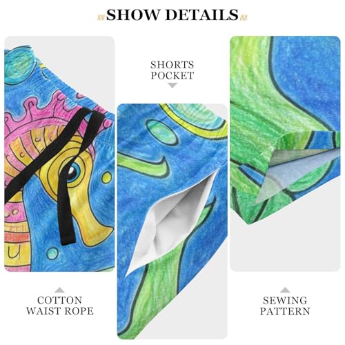 Sinestour Seaweeds Bubbles Blue Pajama Shorts for Men Lounge Pants Pjs Bottoms Mens Pajama Bottoms with Pockets, S-XXL4